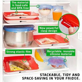 img 1 attached to 🆕 Improved 2021 Version of BOXSORY Food Preservation Trays - Stackable, Reusable, and Odor-Free - Dishwasher-Safe Fridge Storage Trays (4pcs) + Stretch Lids (6pcs)