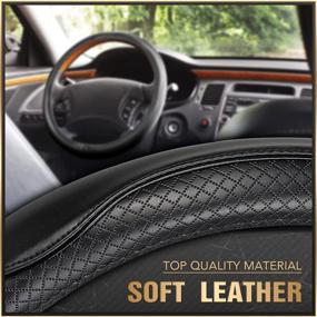 img 3 attached to 🚗 Universal Fit Microfiber Leather Steering Wheel Cover by K KNODEL- Anti-Slip Car Wheel Protector, 15 Inch (Black)