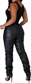 img 3 attached to Сексуальные женские кожаные брюки с высокой талией, черные облегающие леггинсы из искусственной кожи с рюшами для клубной одежды - Hibshaby Stackable Design в размере M