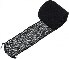 img 4 attached to 10 Yards Black Jute Burlap Ribbon Roll - 3 Inch Wide For Crafts By BambooMN