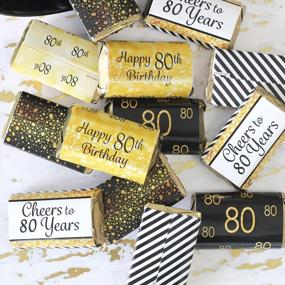 img 3 attached to Черно-золотые наклейки на мини-конфету для вечеринки в честь 80-летия - набор из 45 наклеек