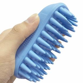img 4 attached to Anti-Skid Pet Shampoo Brush For Dogs And Cats With Long & Short Hair - Silicone Grooming Tool With Massage Comb For Medium To Large Pets (Blue)