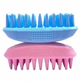 img 1 attached to Anti-Skid Pet Shampoo Brush For Dogs And Cats With Long & Short Hair - Silicone Grooming Tool With Massage Comb For Medium To Large Pets (Blue)