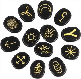 img 3 attached to Empower Your Spiritual Journey With Mookaitedecor'S 13 Piece Obsidian Witches Runes Engraved Gypsy Symbols & Healing Crystals: Perfect For Reiki, Meditation, And Divination