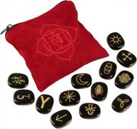 empower your spiritual journey with mookaitedecor's 13 piece obsidian witches runes engraved gypsy symbols & healing crystals: perfect for reiki, meditation, and divination logo