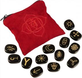 img 4 attached to Empower Your Spiritual Journey With Mookaitedecor'S 13 Piece Obsidian Witches Runes Engraved Gypsy Symbols & Healing Crystals: Perfect For Reiki, Meditation, And Divination