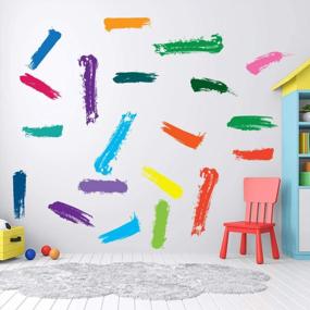 img 4 attached to Reusable Paint Splashes Wall Stickers - Adhesive Wall Decals For Room Decor | Colorful Strokes, Stripes | Great For Classroom, Home Decor, Bedroom | Jesplay USA