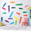 reusable paint splashes wall stickers - adhesive wall decals for room decor | colorful strokes, stripes | great for classroom, home decor, bedroom | jesplay usa logo