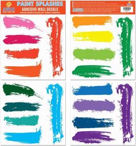 img 3 attached to Reusable Paint Splashes Wall Stickers - Adhesive Wall Decals For Room Decor | Colorful Strokes, Stripes | Great For Classroom, Home Decor, Bedroom | Jesplay USA