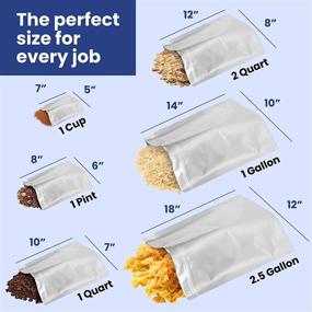 img 3 attached to Pack Of 50 Wallaby 1-Gallon Gusset Mylar Stand-Up Pouches With Zipper And Labels - 7.5 Mil, Heat Sealable, Food Safe, Ideal For Long Term Food Storage - Size 10" X 14", Silver