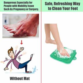 img 3 attached to Acupressure Massage Exfoliating Foot Scrubber With Non-Slip Suction Cups And Cleaning Bristles For Tired And Painful Feet - Shower Foot Cleaner Increases Circulation (Apple Green, 9.5 X 9.5 Inches)