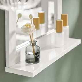 img 3 attached to Stylish Wall Mounted Bathroom Mirror With Shelf - Haotian FRG129-W In White, 15.8" X 19.2" X 3.9