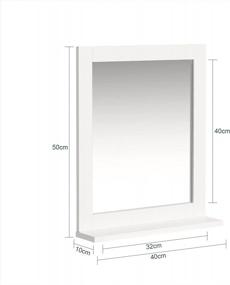 img 2 attached to Stylish Wall Mounted Bathroom Mirror With Shelf - Haotian FRG129-W In White, 15.8" X 19.2" X 3.9