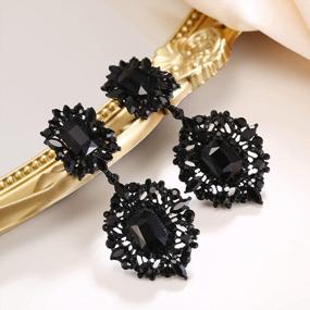 img 1 attached to Flyonce Women'S Rhinestone Crystal Art Deco Vintage Style Gatsby Clip-On Dangle Chandelier Earrings
