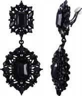 flyonce women's rhinestone crystal art deco vintage style gatsby clip-on dangle chandelier earrings logo