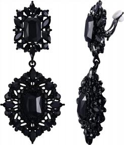 img 4 attached to Flyonce Women'S Rhinestone Crystal Art Deco Vintage Style Gatsby Clip-On Dangle Chandelier Earrings