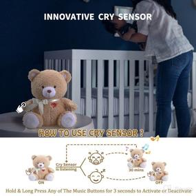 img 2 attached to 🐻 BEREST Baby Cry Sensor Sleeping Bear: White Noise Machine & Sleep Soother with Night Light and Mom's Heartbeat, Nursery Decor for Toddler Crib - 9 Soothing Sounds!