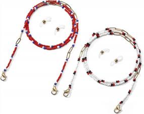 img 4 attached to 2 Piece Beaded Eyeglass Chain For Women - Mask Holder, Sunglasses & Eyeglasses Strap Lanyard Necklace
