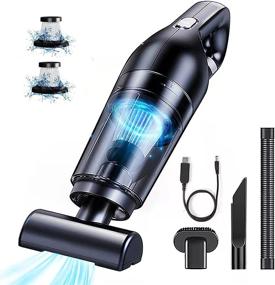 img 4 attached to 🚗 Portable High Power Handheld Car Vacuum Cleaner - Efficient Auto Accessories Kit for Interior Detailing, with 3 Attachments - 10000PA, in Black