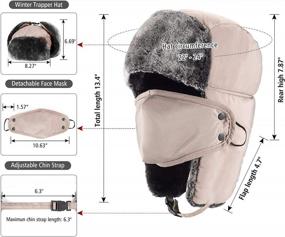 img 3 attached to Stay Warm And Fashionable With Mysuntown Winter Hats For Women And Men, Trapper Hat Ushanka With Ear Flap, Chin Strap, And Windproof Mask