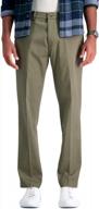haggar men's iron free premium khaki straight fit flat front flex waist casual pants логотип