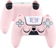 anti-slip silicone skin protective cover for playstation 5 dualsense wireless controller - geekshare cat paw ps5 controller skin in pink логотип
