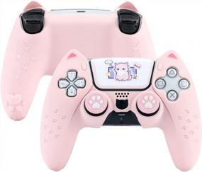 img 4 attached to Anti-Slip Silicone Skin Protective Cover For Playstation 5 DualSense Wireless Controller - GeekShare Cat Paw PS5 Controller Skin In Pink