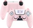 anti-slip silicone skin protective cover for playstation 5 dualsense wireless controller - geekshare cat paw ps5 controller skin in pink logo