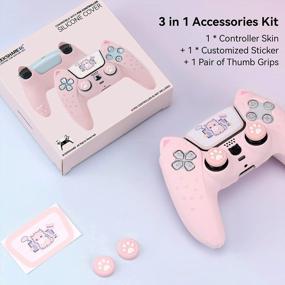 img 3 attached to Противоскользящий силиконовый защитный чехол для беспроводного контроллера Playstation 5 DualSense — GeekShare Cat Paw PS5 Skin в розовом цвете