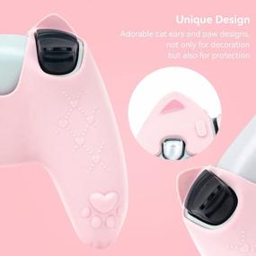img 1 attached to Противоскользящий силиконовый защитный чехол для беспроводного контроллера Playstation 5 DualSense — GeekShare Cat Paw PS5 Skin в розовом цвете