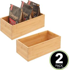 img 3 attached to 📦 mDesign Natural Bamboo Wood Organizer Storage Bin Box - 2 Pack - Kitchen, Pantry, and Drawer Organization for Snacks, Juice Boxes, Utensils, Tea, Coffee - Echo Collection