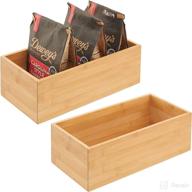 📦 mdesign natural bamboo wood organizer storage bin box - 2 pack - kitchen, pantry, and drawer organization for snacks, juice boxes, utensils, tea, coffee - echo collection логотип