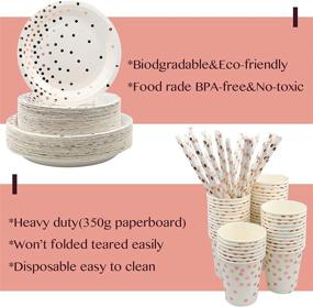 img 1 attached to 🌹 Rose Gold Paper Party Supplies - Complete Set of 310PCS for Birthday Party, Wedding - Disposable Plates, Cups, Napkins, Straws, Balloons