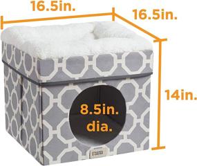 img 1 attached to 🐾 Taylor Pet House: Friends Forever Dog and Cat Bed Ottoman, Living Room Furniture - Compact Collapsible Cube, Fully Upholstered - Ideal for Small Dogs - 16.5in x 16.5in x 14in - Grey/Ivory