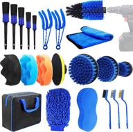 🚗 pl zmpwlq 22pcs car cleaning tool set – auto detail brush kit, car detailing brushes set, cleaning car kit wash brush cleaning tools kit for vehicles inside & outside – blue car detailing brush drill brush logo