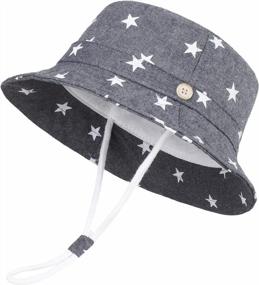 img 4 attached to Детская хлопковая шляпа от солнца с широкими полями и ремешком на подбородке для летних игр - LANGZHEN Солнцезащитная шляпа-ведро для маленьких мальчиков и девочек