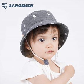 img 3 attached to Kids' Wide Brim Cotton Sun Hat With Chin Strap For Summer Play - LANGZHEN Toddler Boys And Girls Sun Protection Bucket Hat