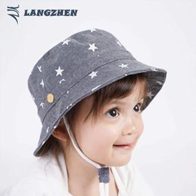 img 2 attached to Kids' Wide Brim Cotton Sun Hat With Chin Strap For Summer Play - LANGZHEN Toddler Boys And Girls Sun Protection Bucket Hat