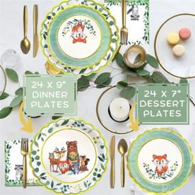 img 1 attached to 🌿 Premium Woodland Baby Shower Decorations - Complete Tableware Set for Boy or Girl - Forest Animal Friends Theme - Serves 24