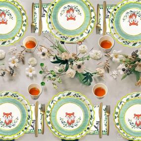 img 3 attached to 🌿 Premium Woodland Baby Shower Decorations - Complete Tableware Set for Boy or Girl - Forest Animal Friends Theme - Serves 24