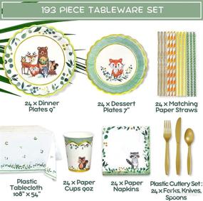 img 2 attached to 🌿 Premium Woodland Baby Shower Decorations - Complete Tableware Set for Boy or Girl - Forest Animal Friends Theme - Serves 24