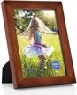 solid wood picture frame - rpjc 6x8 inch with high definition glass for table top and wall mounting - display brown photos logo