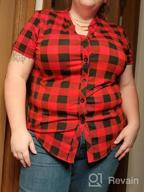 img 1 attached to Plaid V Neck Short Sleeve Button Down Summer Shirts For Women - Perfect Casual Tops review by Kobby Cagle