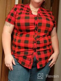 img 8 attached to Plaid V Neck Short Sleeve Button Down Summer Shirts For Women - Perfect Casual Tops