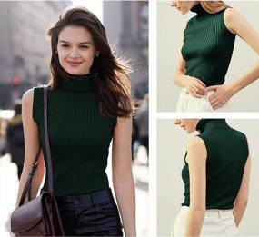 img 1 attached to Women'S V28 Sleeveless Turtleneck Knit Sweater Top - High Neck Stretchable Fit