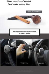 img 1 attached to GotoShop Leather Car Handle Spinner BLACKSUIT Steering Wheel Knob 1P