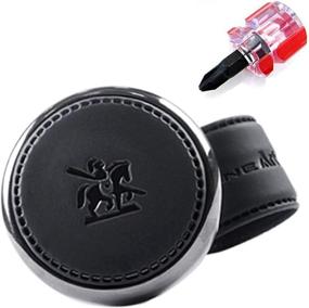 img 2 attached to GotoShop Leather Car Handle Spinner BLACKSUIT Steering Wheel Knob 1P