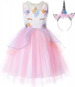 img 4 attached to Unicorn Party Dress For Flower Girls: JerrisApparel Pageant Princess Costume