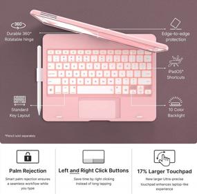 img 3 attached to Typecase Touch Pink IPad Keyboard Case With Trackpad (10.2", 2021) - Compatible With IPad 9Th, 8Th, 7Th Gen, Air 3, Pro 10.5 - Slim, Light, 360° Rotating - 10 Color Backlights