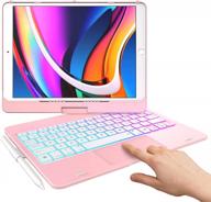 typecase touch pink ipad keyboard case with trackpad (10.2", 2021) - compatible with ipad 9th, 8th, 7th gen, air 3, pro 10.5 - slim, light, 360° rotating - 10 color backlights логотип